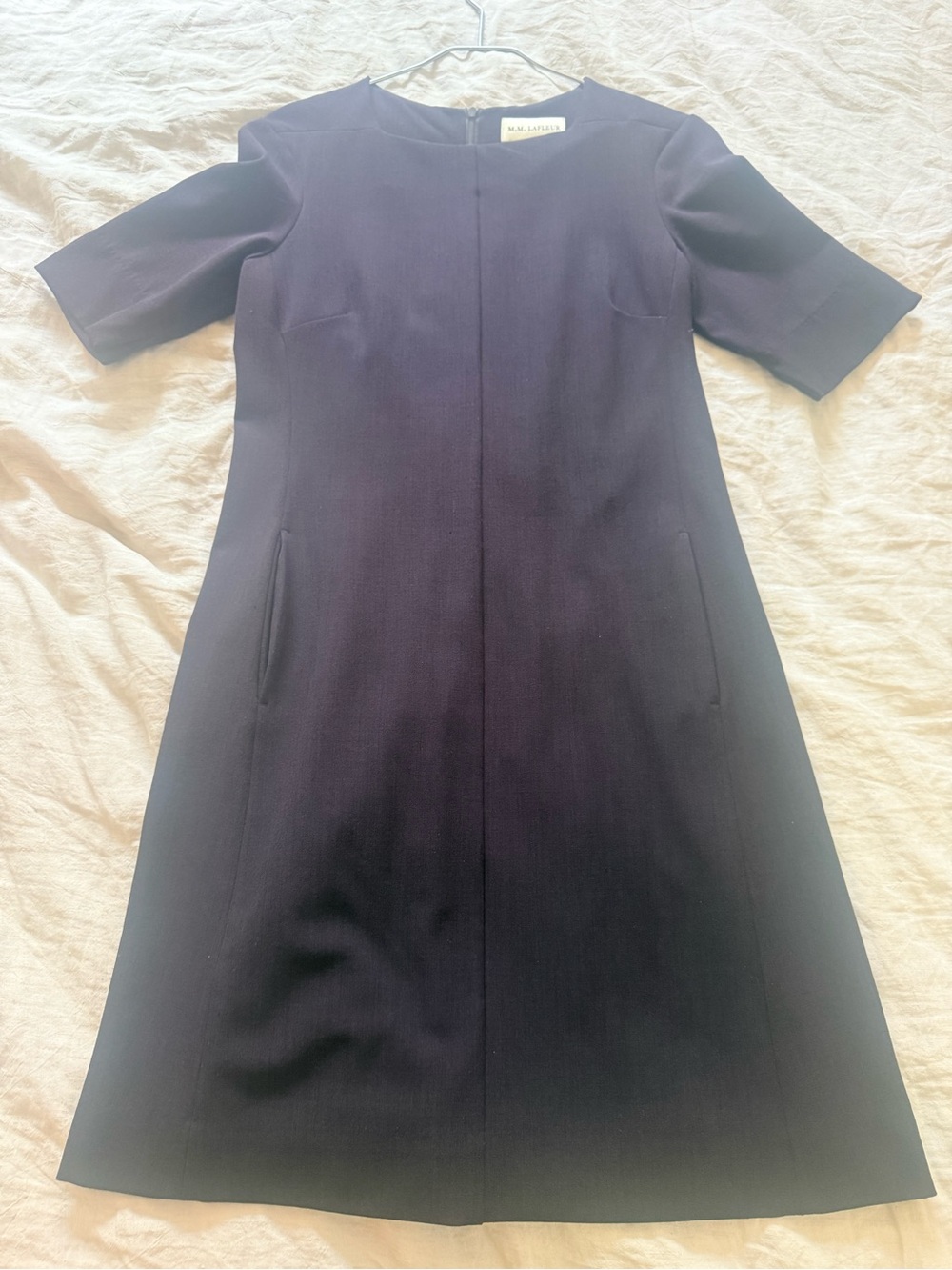 MM Lafleur Navy Short-Sleeve Midi Shift Dress